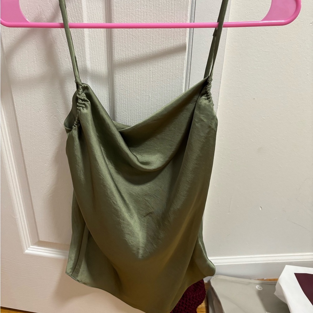 Olive Green Cowl Neck Tank Top